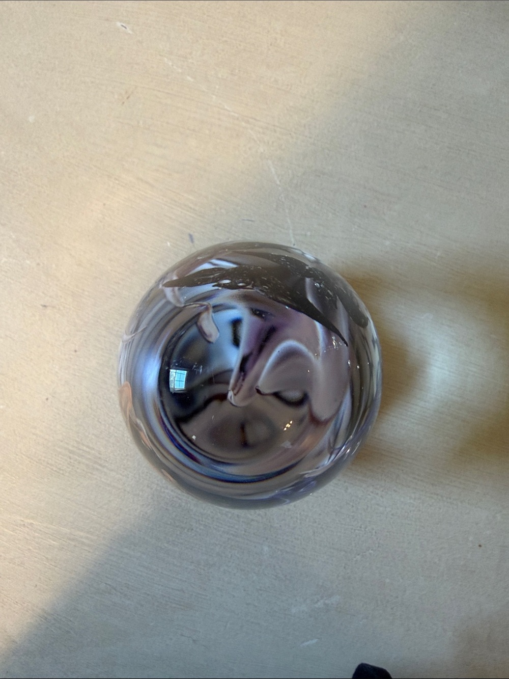 Handcrafted Glass Art Paperweight with Black Bats Orange and Blue Accents EUC - Picture 8 of 8